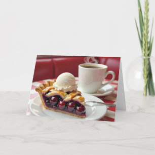 さくらんぼパイ、バニラアイスクリーム&コーヒー誕生日 カード