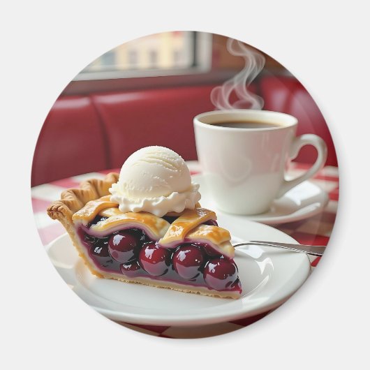 さくらんぼパイ、バニラアイスクリーム&コーヒー マグネット (正面)