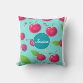 さくらんぼパステルカラフルパタパーソナライズされたーン クッション (正面)