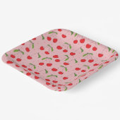 さくらんぼパターンピンク&レッド紙プレート ペーパープレート (傾斜あり)
