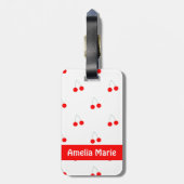 さくらんぼパターンフルーツのパーソナライズ ラゲッジタグ (裏面縦)