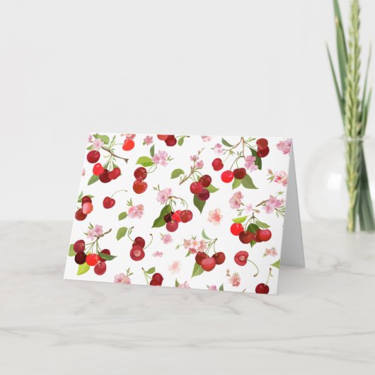 さくらんぼパターン1 サンキューカード (正面)