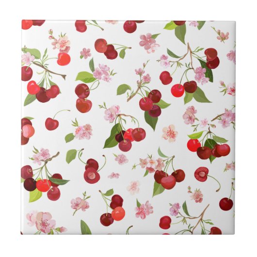 さくらんぼパターン1 タイル (正面)