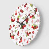 さくらんぼパターン1 ラージ壁時計 (傾斜)