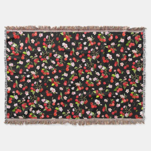 さくらんぼパターン2 スローブランケット (正面)