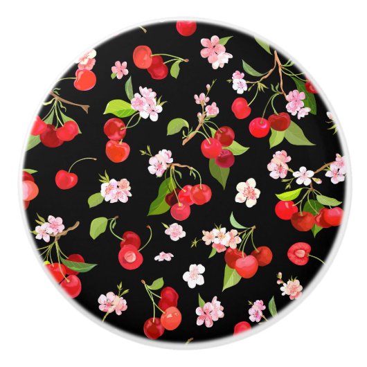 さくらんぼパターン2 セラミックノブ (正面)