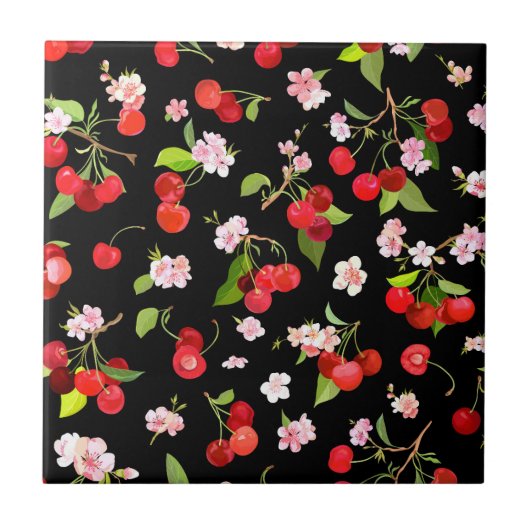 さくらんぼパターン2 タイル (正面)