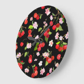 さくらんぼパターン2 ラージ壁時計 (傾斜)