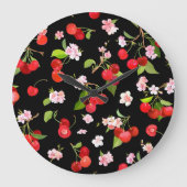 さくらんぼパターン2 ラージ壁時計 (正面)