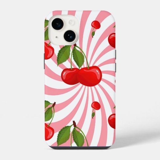 さくらんぼパターン iPhoneケース (裏面)