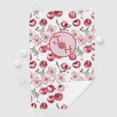 さくらんぼパーソナライズされたの花とモノグラム ゴルフタオル (インサイチュ)