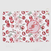 さくらんぼパーソナライズされたの花とモノグラム ゴルフタオル (横)