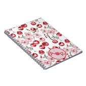 さくらんぼパーソナライズされたの花とモノグラム ノートブック (右側)