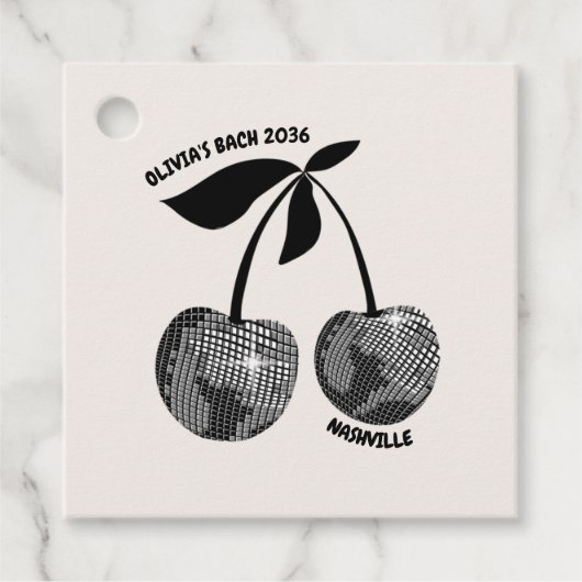 さくらんぼパーソナライズされたバチェロレッテキャンドルメッセージカード フェイバータグ (正面)