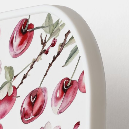 さくらんぼパーソナライズされたブロッサムエレガントフローラデザイン ピックルボールラケット (左詳細)