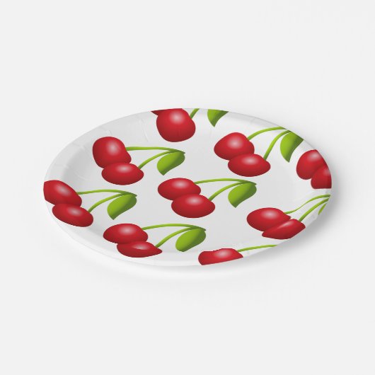 さくらんぼパーティー紙プレート接待食 ペーパープレート (アングル)