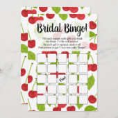 さくらんぼビンゴブライダルシャワーゲームレッドさくらんぼ 招待状 (正面/裏面)