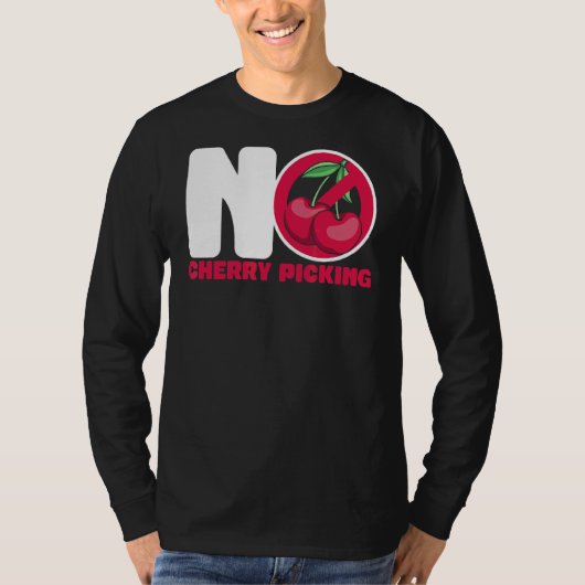 さくらんぼピッキング警告標識なし Tシャツ (正面)