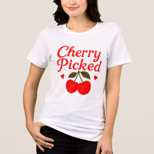さくらんぼピックオンズハートロマンティックコテージコア トライブレンドTシャツ