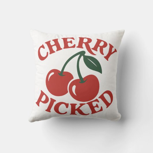 さくらんぼピックトレンディーレトロフルーツグラフィック クッション (裏面)