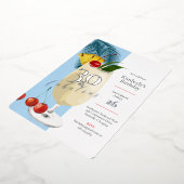 さくらんぼピナコラダカクテル30th誕生日パーティー 箔招待状 (回転した状態)