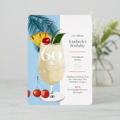 さくらんぼピナコラダカクテル60thバースデーパーティー 箔招待状 (立ち正面)