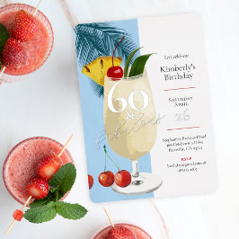 さくらんぼピナコラダカクテル60thバースデーパーティー 箔招待状