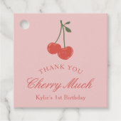 さくらんぼピンクと赤の女の子1st誕生日ありがとう フェイバータグ (正面)