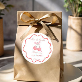 さくらんぼピンクのコケットのベビーシャワーの好意 ラウンドシール