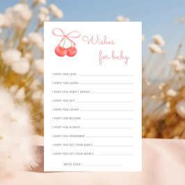 さくらんぼピンクのリボン赤ちゃんシャワーの願いベビー