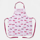 さくらんぼピンクの水色パーソナライズされた エプロン (正面)