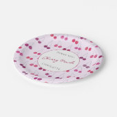 さくらんぼピンクの水色パーソナライズされた ペーパープレート (アングル)
