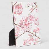 さくらんぼピンクの花の水彩自然 フォトプラーク (側面)