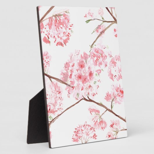 さくらんぼピンクの花の水彩自然 フォトプラーク (側面)