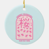 さくらんぼピンクの花ジャパン セラミックオーナメント (裏面)