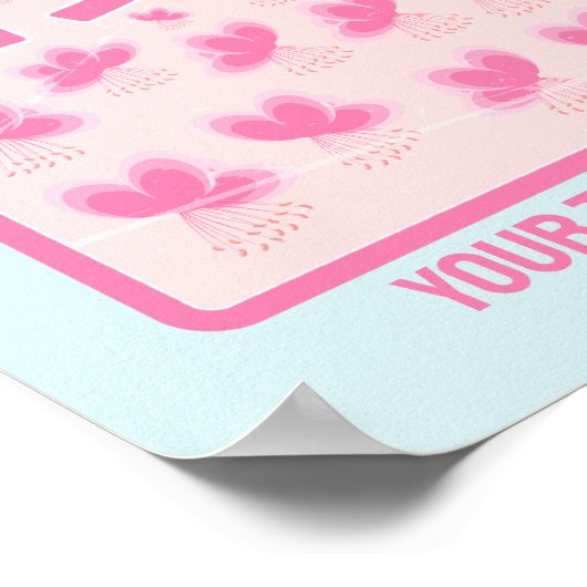 さくらんぼピンクの花ジャパン ポスター (角)