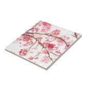 さくらんぼピンクの花フローラ水彩 タイル (側面)