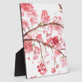 さくらんぼピンクの花フローラ水彩 フォトプラーク (側面)