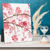 さくらんぼピンクの花フローラ水彩 フォトプラーク (側面)