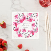 さくらんぼピンクの花ベビーシャワーガール スタンダードカクテルナプキン (インサイチュ)