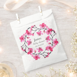 さくらんぼピンクの花ベビーシャワーガール フェイバーバッグ