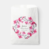 さくらんぼピンクの花ベビーシャワーガール フェイバーバッグ (正面)