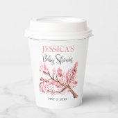 さくらんぼピンクの花ベビーシャワーガール 紙コップ (正面)