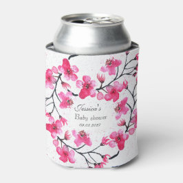 さくらんぼピンクの花ベビーシャワーガール 缶クーラー