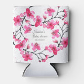 さくらんぼピンクの花ベビーシャワーガール 缶クーラー (正面)