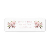 さくらんぼピンクの花差出人住所 ラベル (正面)