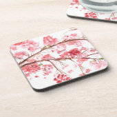 さくらんぼピンクの花桜アジア日本の コースター (左側)