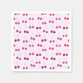 さくらんぼピンクウォーターカラーパーティー スタンダードカクテルナプキン (正面)