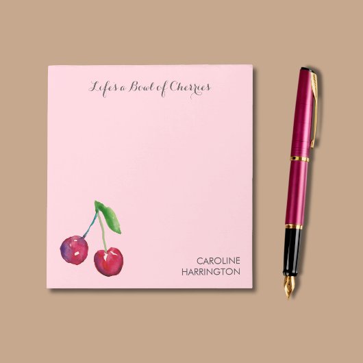さくらんぼピンクコケガーリーットの水彩丼 ノートパッド