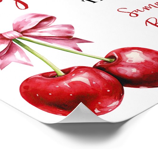 さくらんぼピンクコケットギフトベビーシャワーサイン ポスター (角)